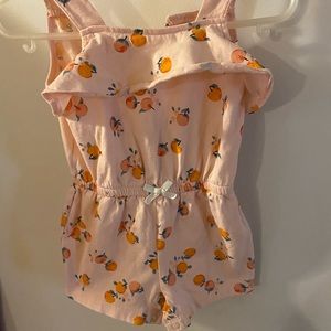 Carter baby girl size 6 month peach themed romper